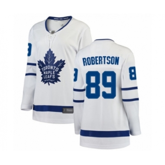 Women's Toronto Maple Leafs #89 Nicholas Robertson Authentic White Away Fanatics Branded Breakaway Hockey Jersey