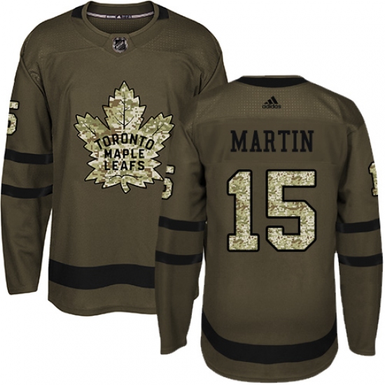 Youth Adidas Toronto Maple Leafs #15 Matt Martin Authentic Green Salute to Service NHL Jersey - Ujersey