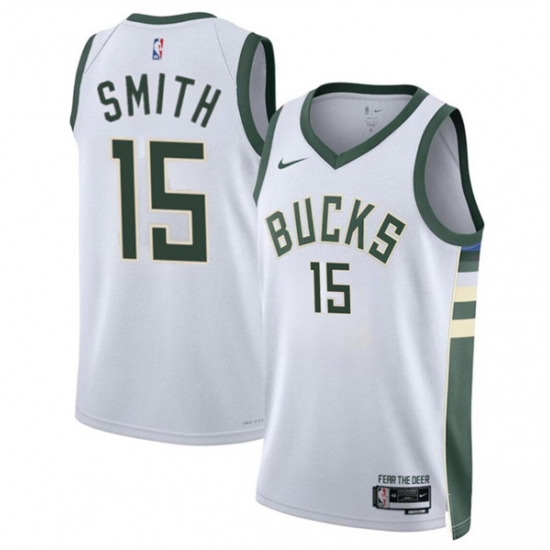 Men's Milwaukee Bucks #15 Tyler Smith White 2024 Draft Association Edition Stitched Basketball Jersey - Ujersey
