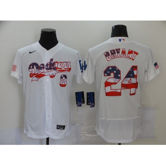 Men's Los Angeles Dodgers Kobe Bryant White 2020 Stars & Stripes 4th of July Jersey - Ujersey