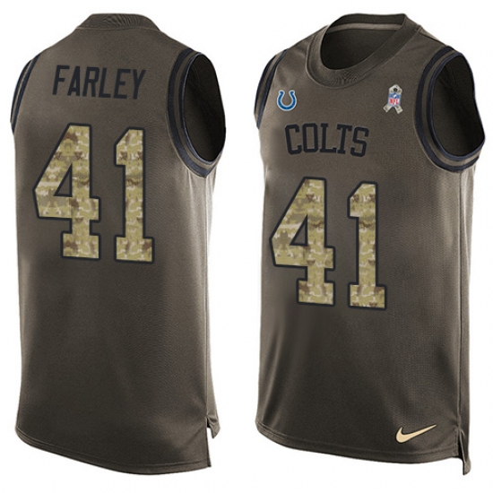 Men's Nike Indianapolis Colts #41 Matthias Farley Limited Green Salute to Service Tank Top NFL Jersey - Ujersey