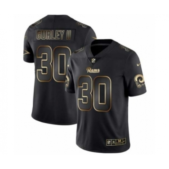 Men Los Angeles Rams #30 Todd Gurley II Black Golden Edition 2019 Vapor Untouchable Limited Jersey - Ujersey
