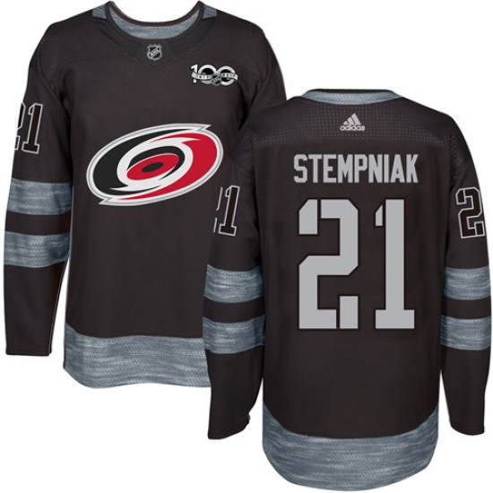 Men's Adidas Carolina Hurricanes #21 Lee Stempniak Premier Black 1917-2017 100th Anniversary NHL Jersey - Ujersey