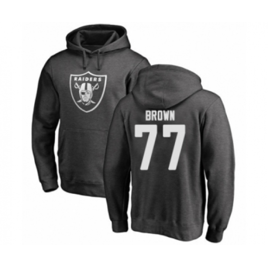 Football Oakland Raiders #77 Trent Brown Ash One Color Pullover Hoodie - Ujersey