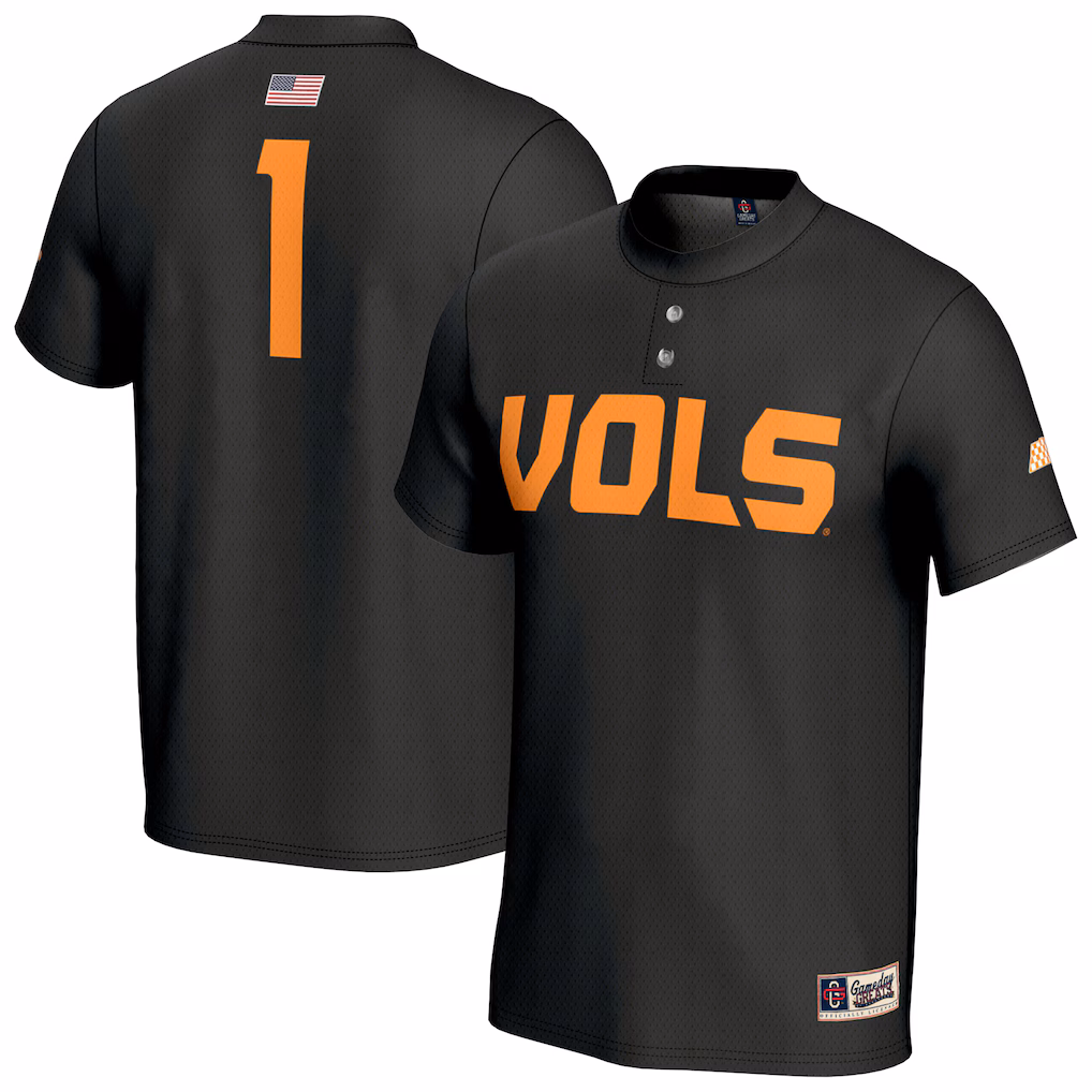 Unisex GameDay Greats #1 Black Tennessee Volunteers Lightweight Baseball Fashion Jersey