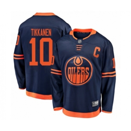 Men's Edmonton Oilers #10 Esa Tikkanen Authentic Navy Blue Alternate Fanatics Branded Breakaway Hockey Jersey