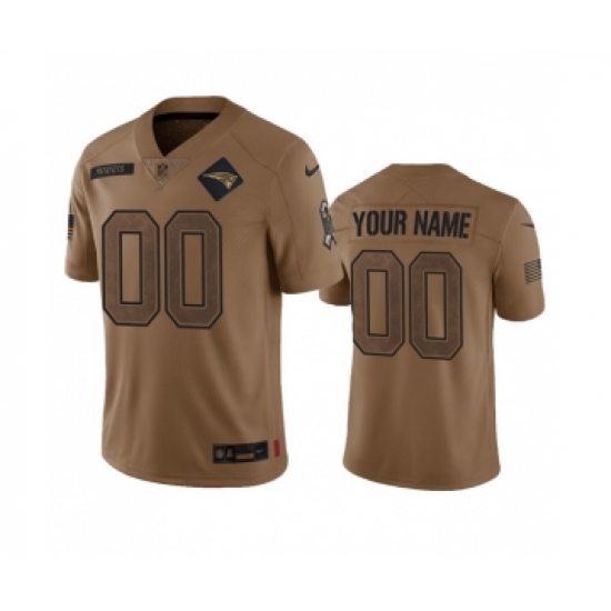 Men's Nike New England Patriots Active Player Custom 2023 Brown Salute To Setvice Limited Football Stitched Jersey - Ujersey