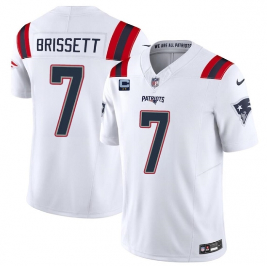 Men's New England Patriots #7 Jacoby Brissett White F.U.S.E. With 2-Star C Vapor Limited Stitched Football Jersey - Ujersey