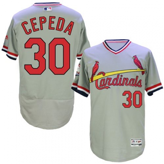 Men's Majestic St. Louis Cardinals #30 Orlando Cepeda Grey Flexbase Authentic Collection Cooperstown MLB Jersey - Ujersey