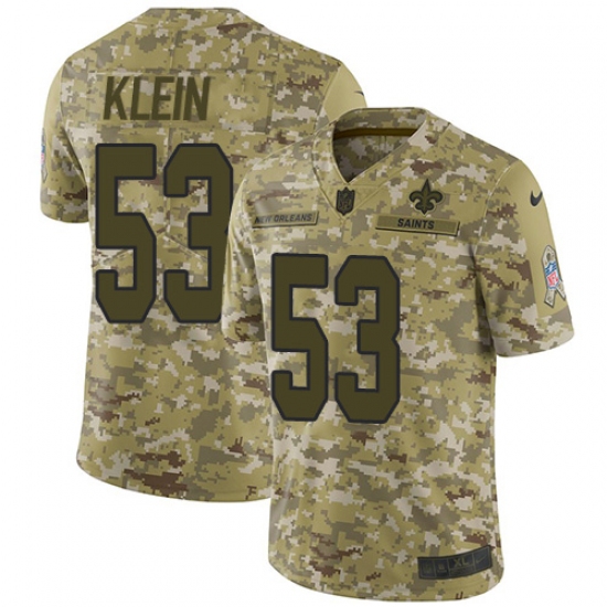 Youth Nike New Orleans Saints #53 A.J. Klein Limited Camo 2018 Salute to Service NFL Jersey - Ujersey