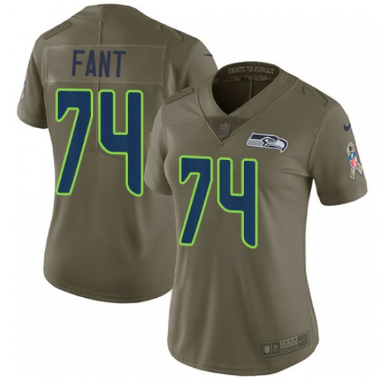 Women's Nike Seattle Seahawks #74 George Fant Limited Olive 2017 Salute to Service NFL Jersey - Ujersey