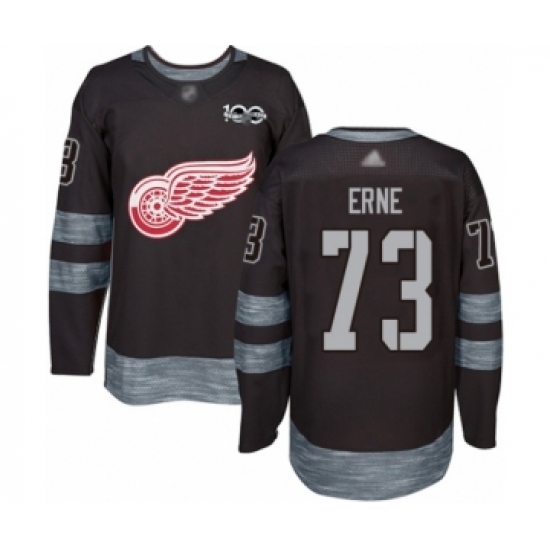 Men's Detroit Red Wings #73 Adam Erne Authentic Black 1917-2017 100th Anniversary Hockey Jersey - Ujersey