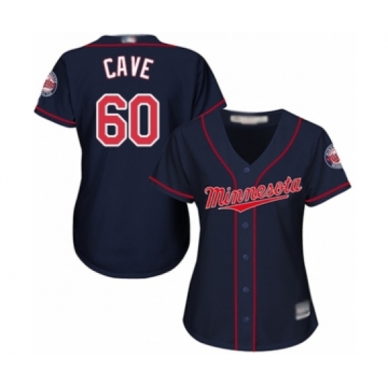 Women's Minnesota Twins #60 Jake Cave Authentic Navy Blue Alternate Road Cool Base Baseball Player Jersey - Ujersey