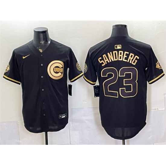 Men's Chicago Cubs #23 Ryne Sandberg Black Gold 150th Anniversary Stitched Baseball Jersey - Ujersey