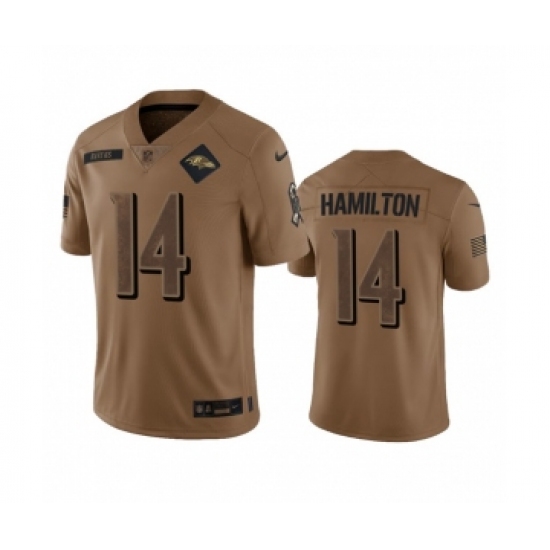 Men's Nike Baltimore Ravens #14 Kyle Hamilton 2023 Brown Salute To Service Limited Football Stitched Jersey - Ujersey