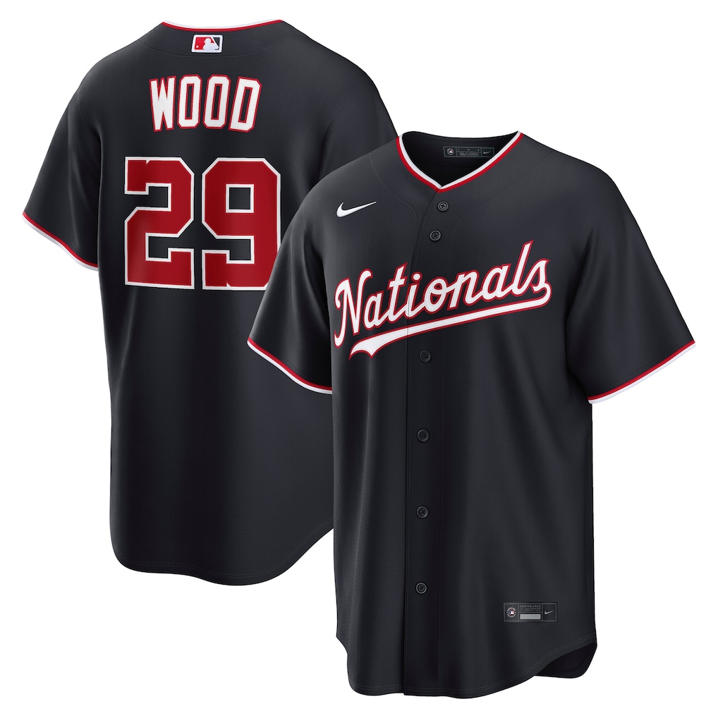 Men's Washington Nationals James Wood Nike Navy Alternate Replica Jersey - ujerseystore