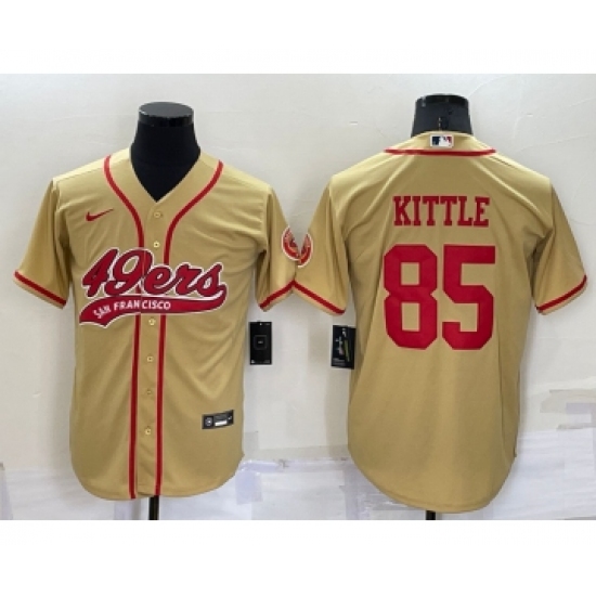 Men's San Francisco 49ers #85 George Kittle Gold Stitched Cool Base Nike Baseball Jersey - Ujersey