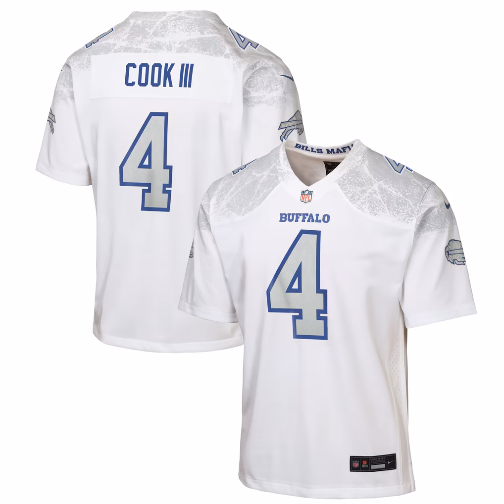 Youth Buffalo Bills James Cook III Nike White Rivalries Collection Game Jersey - Ujersey