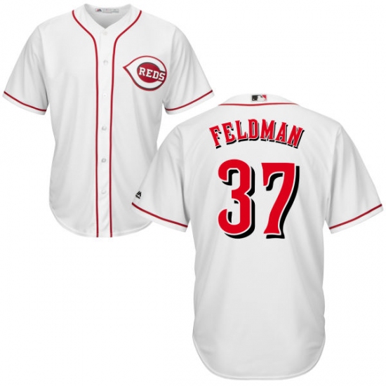 Youth Majestic Cincinnati Reds #37 Scott Feldman Authentic White Home Cool Base MLB Jersey - Ujersey