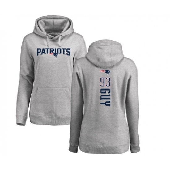 Football Women's New England Patriots #93 Lawrence Guy Ash Backer Pullover Hoodie - Ujersey NHL