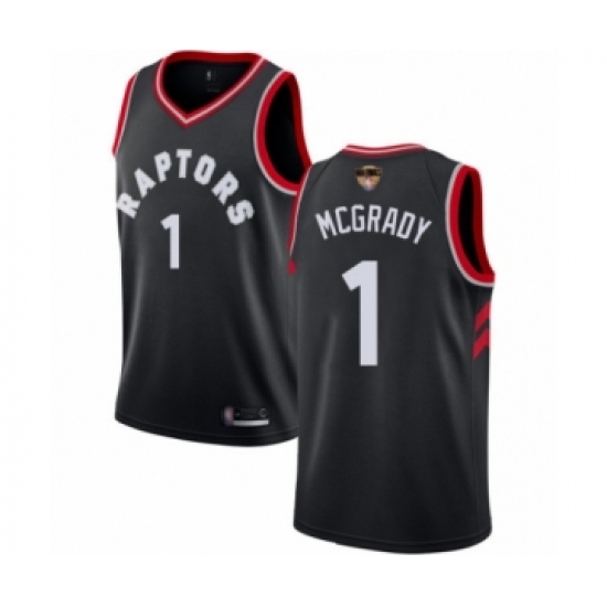 Women's Toronto Raptors #1 Tracy Mcgrady Swingman Black 2019 Basketball Finals Bound Jersey Statement Edition - Ujersey