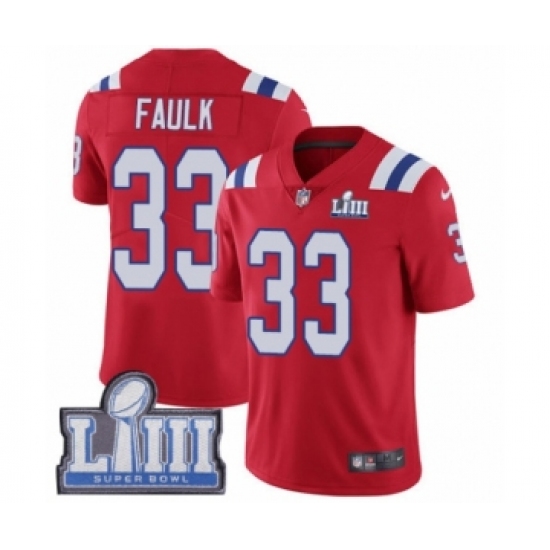 Youth Nike New England Patriots #33 Kevin Faulk Red Alternate Vapor Untouchable Limited Player Super Bowl LIII Bound NFL Jersey - Ujersey