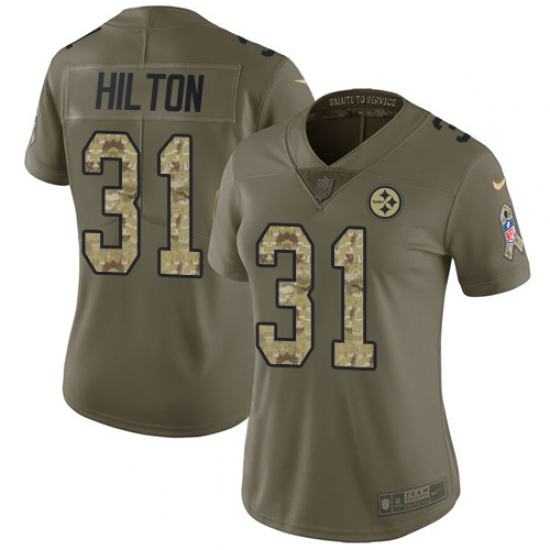 Women's Nike Pittsburgh Steelers #31 Mike Hilton Limited Olive/Camo 2017 Salute to Service NFL Jersey - Ujersey