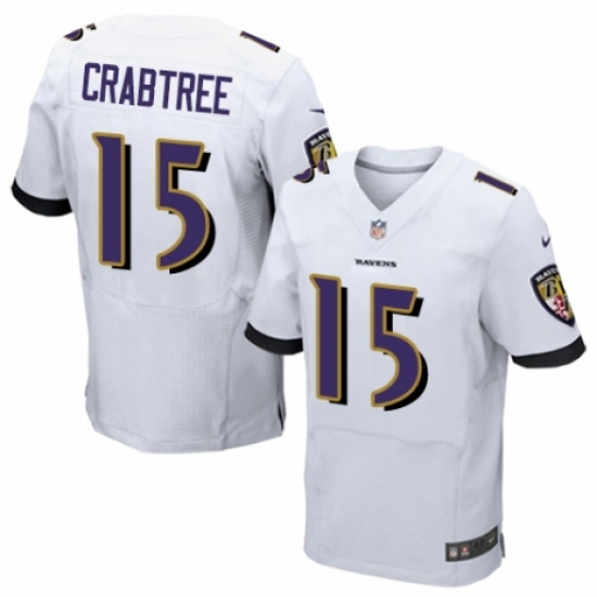 Men's Nike Baltimore Ravens #15 Michael Crabtree Elite White NFL Jersey - Ujersey