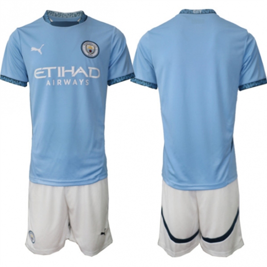 Men's Manchester United Custom 2024-25 Blue Home Soccer Jersey Suit - Ujersey