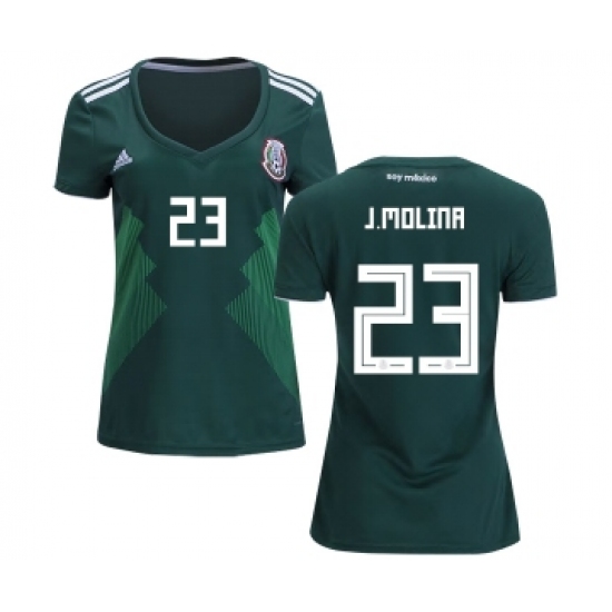 Women's Mexico #23 J.Molina Home Soccer Country Jersey