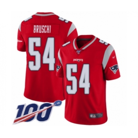 Men's New England Patriots #54 Tedy Bruschi Limited Red Inverted Legend 100th Season Football Jersey - Ujersey