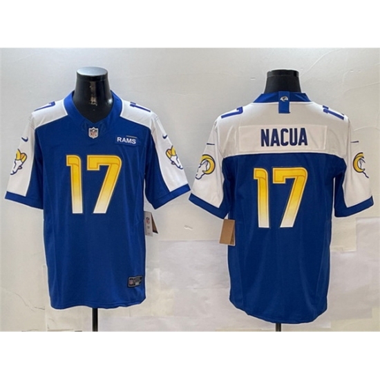 Men's Los Angeles Rams #17 Puka Nacua Blue White 2024 F U S E Vapor Untouchable Limited Stitched Football Jersey - Ujersey