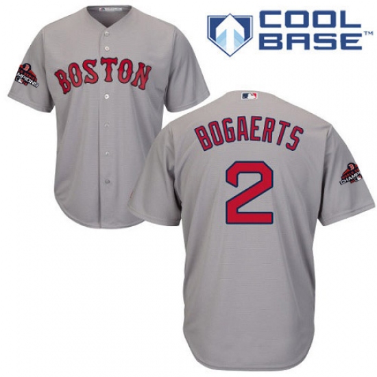 Youth Majestic Boston Red Sox #2 Xander Bogaerts Authentic Grey Road Cool Base 2018 World Series Champions MLB Jersey - Ujersey