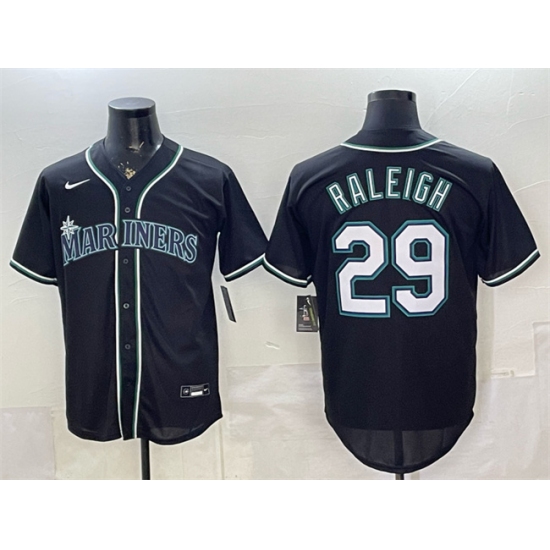 Men's Seattle Mariners #29 Cal Raleigh 2026 Fashion Replica Black Out Stitched Baseball Jersey