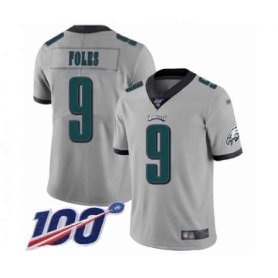 Youth Philadelphia Eagles #9 Nick Foles Limited Silver Inverted Legend 100th Season Football Jersey - Ujersey