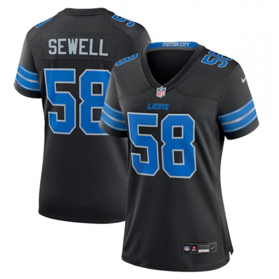 Women's Detroit Lions #58 Penei Sewell Black 2nd Alternate Stitched Jersey(Run Smaller) - Ujersey