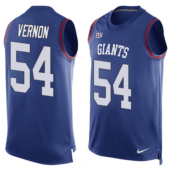 Men's Nike New York Giants #54 Olivier Vernon Limited Royal Blue Player Name & Number Tank Top NFL Jersey - Ujersey