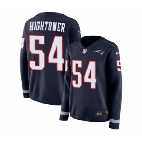 Women's Nike New England Patriots #54 Dont'a Hightower Limited Navy Blue Therma Long Sleeve NFL Jersey - Ujersey