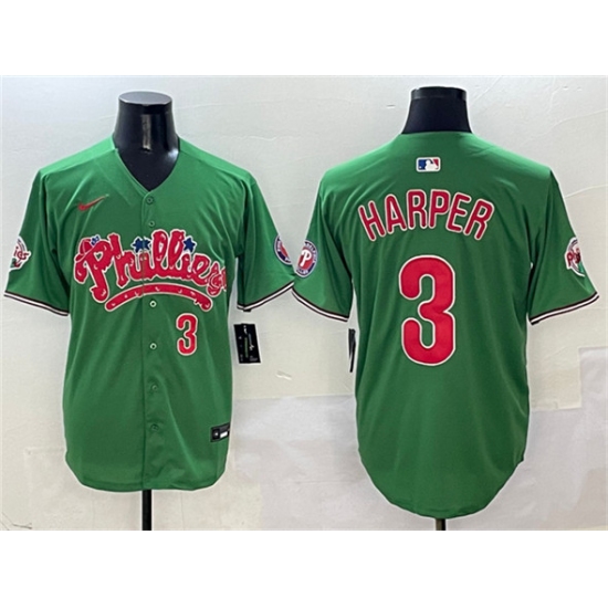 Men's Philadelphia Phillies #3 Bryce Harper Green Phanatic Limited Stitched Jersey - Ujersey