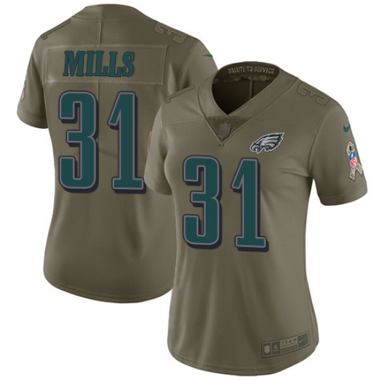 Women's Nike Philadelphia Eagles #31 Jalen Mills Limited Olive 2017 Salute to Service NFL Jersey - Ujersey