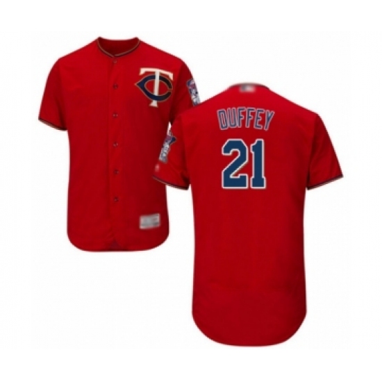 Men's Minnesota Twins #21 Tyler Duffey Authentic Scarlet Alternate Flex Base Authentic Collection Baseball Player Jersey - Ujersey