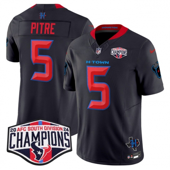 Men's Houston Texans #5 Jalen Pitre Navy 2nd Alternate F.U.S.E. 2024 AFC South Division Champions Vapor Limited Stitched Football Jersey - Ujersey