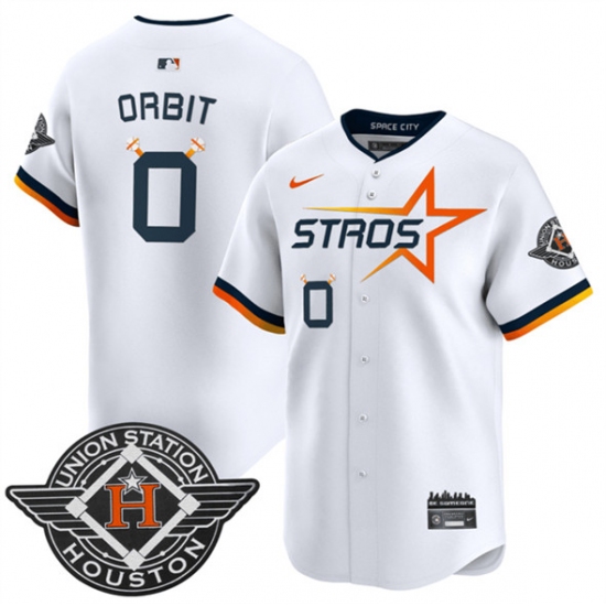 Men's Houston Astros #0 Orbit White 2025 City Connect Limited Stitched Baseball Jersey - Ujersey