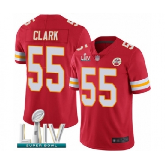 Men's Kansas City Chiefs #55 Frank Clark Red Team Color Vapor Untouchable Limited Player Super Bowl LIV Bound Football Jersey