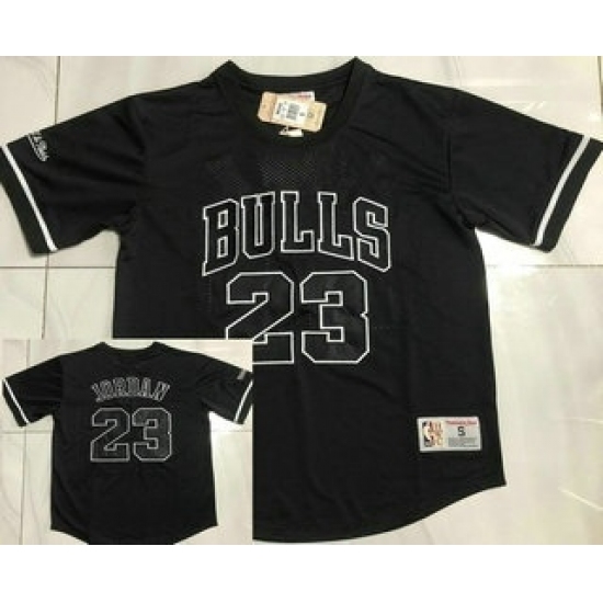 Men's Chicago Bulls #23 Michael Jordan Black Short Sleeved AU Throwback Jersey - Ujersey