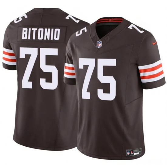 Men's Cleveland Browns #75 Joel Bitonio Brown F.U.S.E. Vapor Limited Stitched Football Jersey - Ujersey