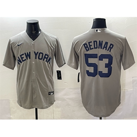 Men's New York Yankees #53 David Bednar Grey Stitched Baseball Jersey - Ujersey