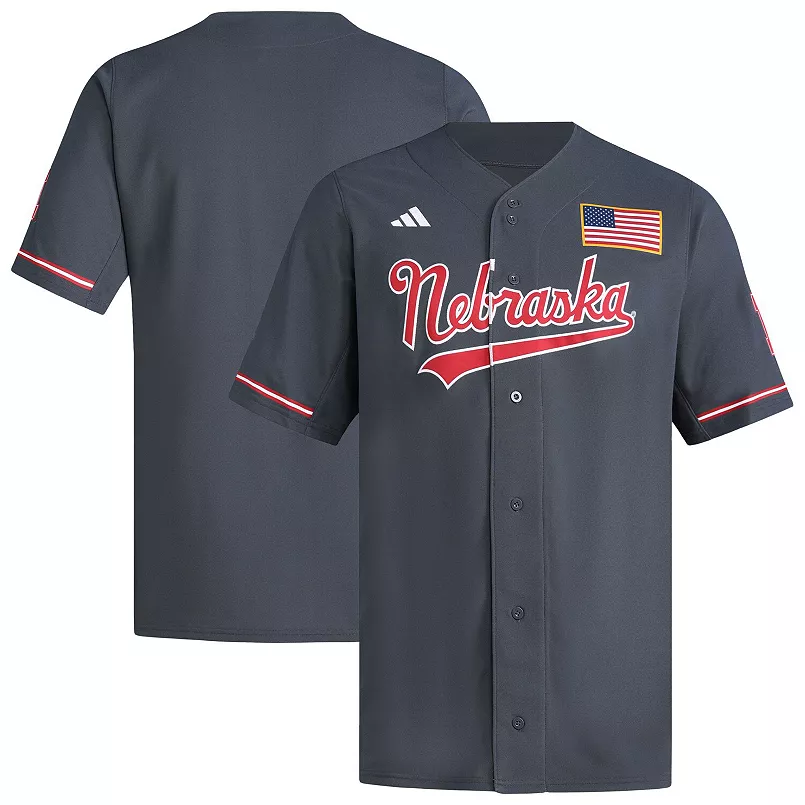 Men's adidas Gray Nebraska Huskers Replica Baseball Jersey