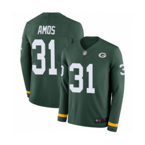 Youth Green Bay Packers #31 Adrian Amos Limited Green Therma Long Sleeve Football Jersey - Ujersey