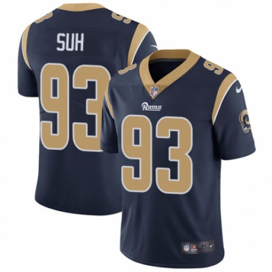 Youth Nike Los Angeles Rams #93 Ndamukong Suh Navy Blue Team Color Vapor Untouchable Limited Player NFL Jersey - Ujersey